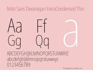 Noto Sans Devanagari ExtraCondensed Thin Version 2.004图片样张