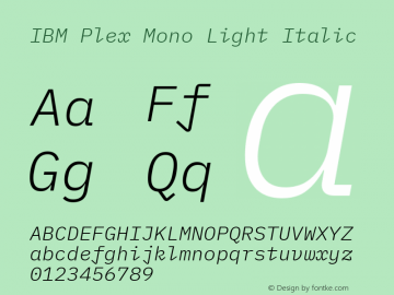 IBM Plex Mono Light Italic Version 2.3图片样张