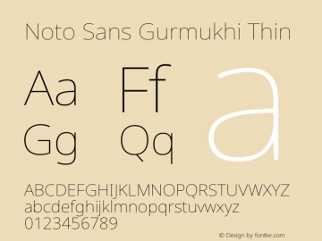 Noto Sans Gurmukhi Thin Version 2.004图片样张