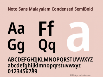 Noto Sans Malayalam Condensed SemiBold Version 2.104图片样张