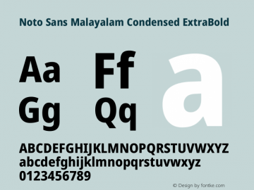 Noto Sans Malayalam Condensed ExtraBold Version 2.104图片样张