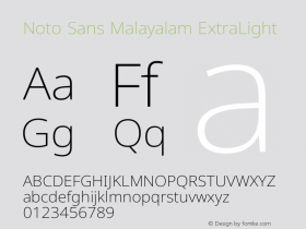 Noto Sans Malayalam ExtraLight Version 2.104图片样张