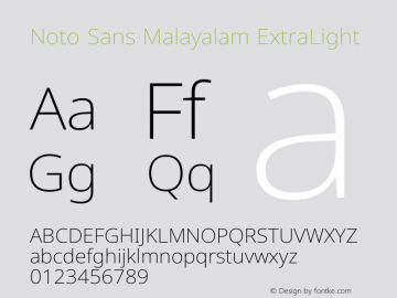 Noto Sans Malayalam ExtraLight Version 2.104图片样张