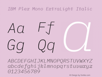 IBM Plex Mono ExtraLight Italic Version 2.3图片样张