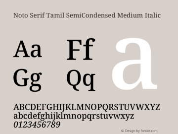 Noto Serif Tamil SemiCondensed Medium Italic Version 2.003图片样张