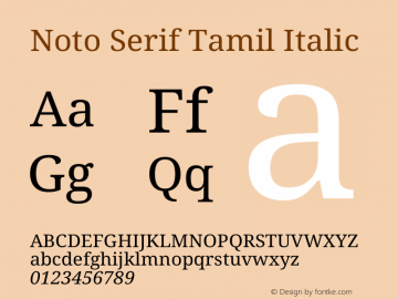Noto Serif Tamil Italic Version 2.003图片样张