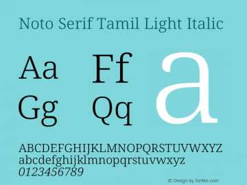 Noto Serif Tamil Light Italic Version 2.003图片样张