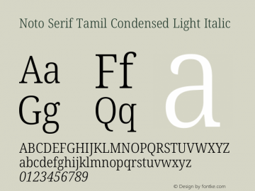 Noto Serif Tamil Condensed Light Italic Version 2.003图片样张