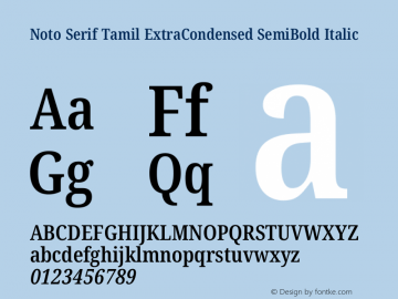 Noto Serif Tamil ExtraCondensed SemiBold Italic Version 2.003图片样张