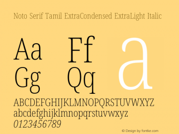 Noto Serif Tamil ExtraCondensed ExtraLight Italic Version 2.003图片样张