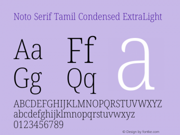 Noto Serif Tamil Condensed ExtraLight Version 2.004图片样张