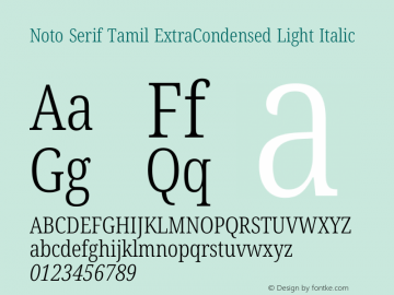Noto Serif Tamil ExtraCondensed Light Italic Version 2.003图片样张