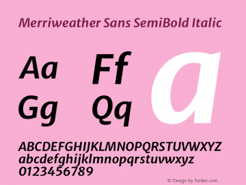 Merriweather Sans SemiBold Italic Version 2.001图片样张