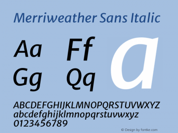 Merriweather Sans Italic Version 2.001图片样张
