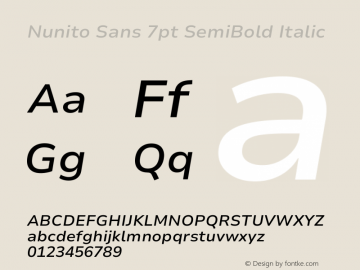 Nunito Sans 7pt SemiBold Italic Version 3.101;gftools[0.9.27]图片样张