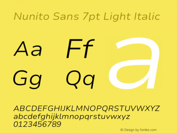 Nunito Sans 7pt Light Italic Version 3.101;gftools[0.9.27]图片样张