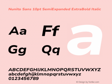 Nunito Sans 10pt SemiExpanded ExtraBold Italic Version 3.101;gftools[0.9.27]图片样张