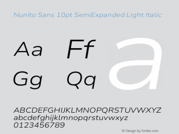 Nunito Sans 10pt SemiExpanded Light Italic Version 3.101;gftools[0.9.27]图片样张