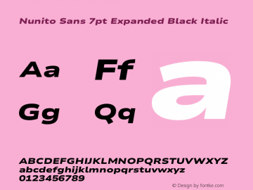 Nunito Sans 7pt Expanded Black Italic Version 3.101;gftools[0.9.27]图片样张