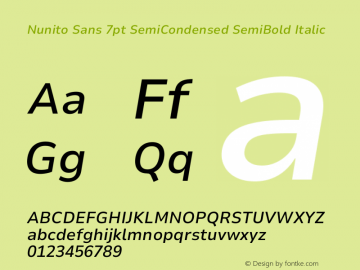 Nunito Sans 7pt SemiCondensed SemiBold Italic Version 3.101;gftools[0.9.27]图片样张