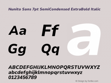 Nunito Sans 7pt SemiCondensed ExtraBold Italic Version 3.101;gftools[0.9.27]图片样张