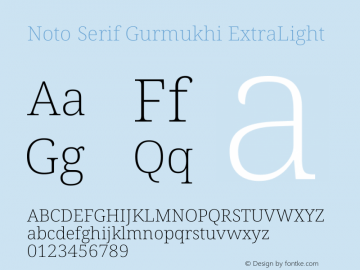 Noto Serif Gurmukhi ExtraLight Version 2.004图片样张