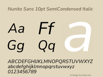 Nunito Sans 10pt SemiCondensed Italic Version 3.101;gftools[0.9.27]图片样张