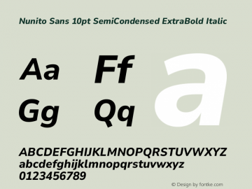 Nunito Sans 10pt SemiCondensed ExtraBold Italic Version 3.101;gftools[0.9.27]图片样张
