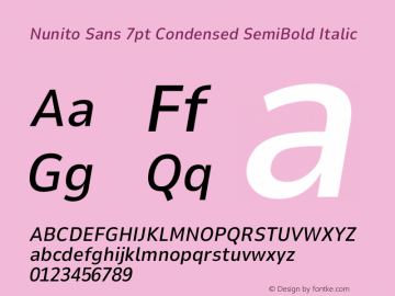 Nunito Sans 7pt Condensed SemiBold Italic Version 3.101;gftools[0.9.27]图片样张