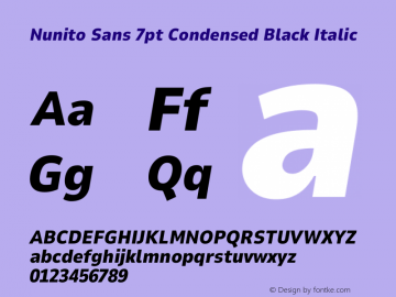 Nunito Sans 7pt Condensed Black Italic Version 3.101;gftools[0.9.27]图片样张