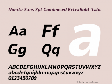 Nunito Sans 7pt Condensed ExtraBold Italic Version 3.101;gftools[0.9.27]图片样张
