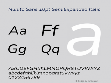 Nunito Sans 10pt SemiExpanded Italic Version 3.101;gftools[0.9.27]图片样张