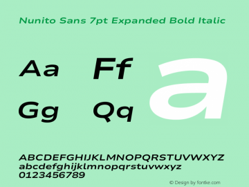 Nunito Sans 7pt Expanded Bold Italic Version 3.101;gftools[0.9.27]图片样张