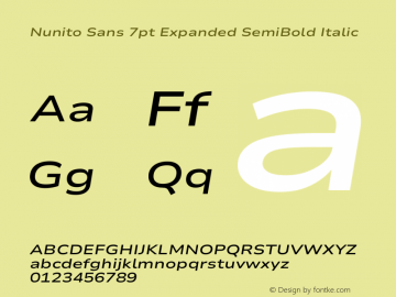 Nunito Sans 7pt Expanded SemiBold Italic Version 3.101;gftools[0.9.27]图片样张