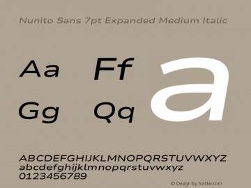 Nunito Sans 7pt Expanded Medium Italic Version 3.101;gftools[0.9.27]图片样张