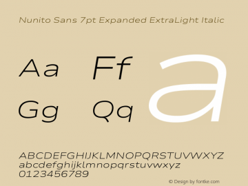 Nunito Sans 7pt Expanded ExtraLight Italic Version 3.101;gftools[0.9.27]图片样张