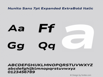 Nunito Sans 7pt Expanded ExtraBold Italic Version 3.101;gftools[0.9.27]图片样张
