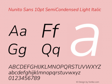 Nunito Sans 10pt SemiCondensed Light Italic Version 3.101;gftools[0.9.27]图片样张