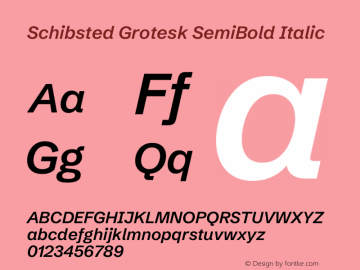Schibsted Grotesk SemiBold Italic Version 1.100;gftools[0.9.25]图片样张