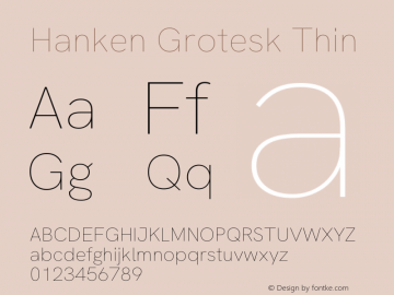 Hanken Grotesk Thin Version 3.013图片样张