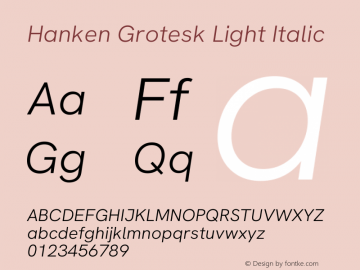 Hanken Grotesk Light Italic Version 3.013图片样张