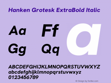 Hanken Grotesk ExtraBold Italic Version 3.013图片样张