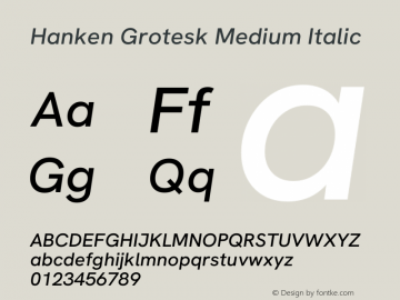 Hanken Grotesk Medium Italic Version 3.013图片样张