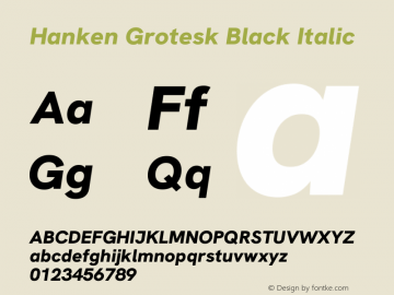 Hanken Grotesk Black Italic Version 3.013图片样张