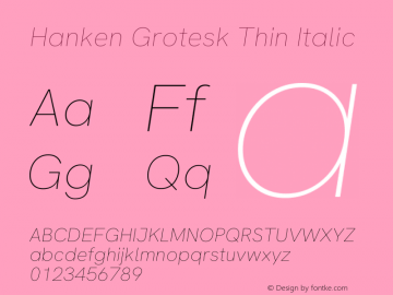 Hanken Grotesk Thin Italic Version 3.013图片样张