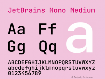 JetBrains Mono Medium Version 2.211图片样张