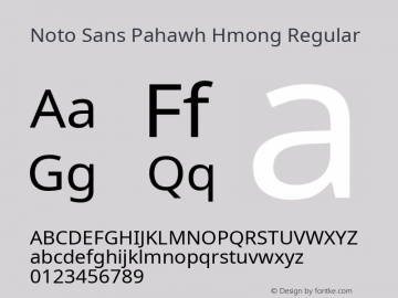 Noto Sans Pahawh Hmong Regular Version 2.001; ttfautohint (v1.8.4.7-5d5b)图片样张