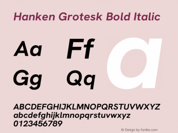 Hanken Grotesk Bold Italic Version 3.013图片样张