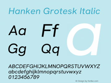Hanken Grotesk Italic Version 3.013图片样张