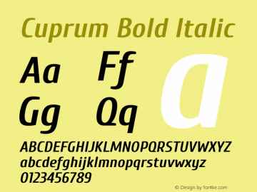 Cuprum Bold Italic Version 3.000图片样张